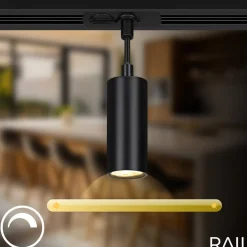 RAIL 230 V skinnesystem, sort, 4 LED-pendler, længde 1,5 m^Briloner Best