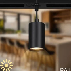 RAIL 230 V skinnesystem, sort, 4 LED-pendler, længde 1,5 m^Briloner Best