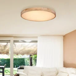 Globo Loftlamper|Loftlamper>Rainer LED-loftlampe, Ø 80 cm, træ-effekt, metal, CCT