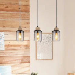 Globo Pendellamper|Pendellamper>Reid pendellampe, 3 lyskilder, sort/røg