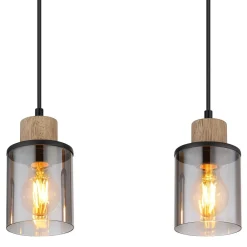 Globo Reid pendellampe, 4 lyskilder, sort/røg