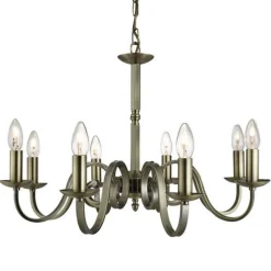 Searchlight Lysekroner>Richmond lysekrone, antik messing, 8 lyskilder
