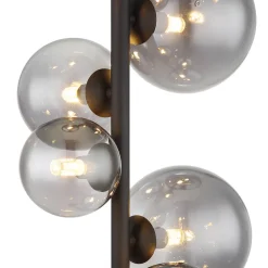 Globo Riha gulvlampe, højde 155 cm, sort/røgfarvet, 6 lyskilder.