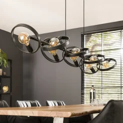 Zijlstra Ringelbach hængearmatur, 8 lyskilder, antracit, roterende ringe