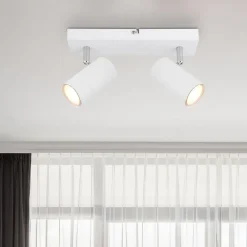 Globo Robby loftspot, hvid, længde 26 cm, 2-lys, metal