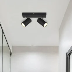 Globo Loftlamper|Spotlights>Robby loftspot, sort, længde 26 cm, 2-lys, metal