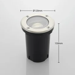 Lucande Rund LED nedgravningslampe Doris, stål