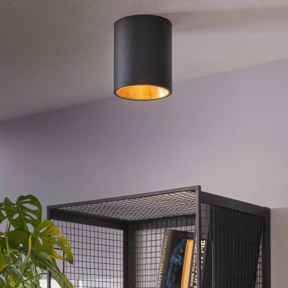Rund Polasso LED-loftlampe, sort-guld^EGLO Outlet