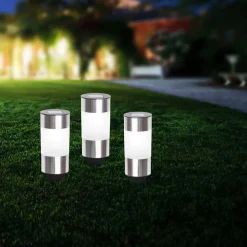 Globo Rund solcellelampe Valea i stål