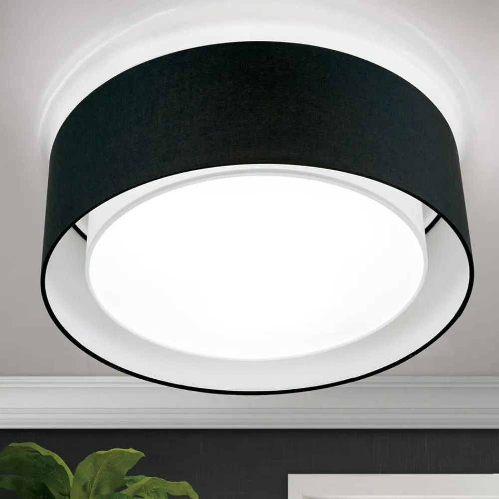 ORION Rund tekstil loftlampe Antoni i sort