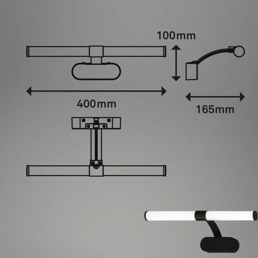 Briloner Væg- Og Spejllamper>Runt LED-væglampe IP44 arm 4.000 K sort