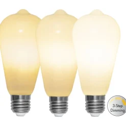 Rustik E27 ST64 LED-pære 6,5W 3-tr.-dæmpning, opal^STAR TRADING Clearance