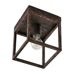 Lindby Rustik loftlampe Emin med metalramme