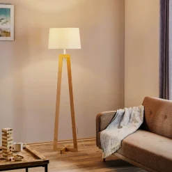 Sacha LS gulvlampe af træ og stof, hvid^Aluminor Outlet