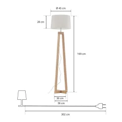 Sacha LS gulvlampe af træ og stof, hvid^Aluminor Outlet