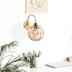 Opviq Safderun 402-A væglampe, guld, klar glasskærm