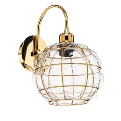 Opviq Safderun 402-A væglampe, guld, klar glasskærm