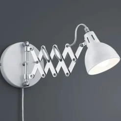 Reality Leuchten Sakse-væglampe, hvid, metal, stik, harmonika