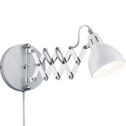 Reality Leuchten Sakse-væglampe, hvid, metal, stik, harmonika