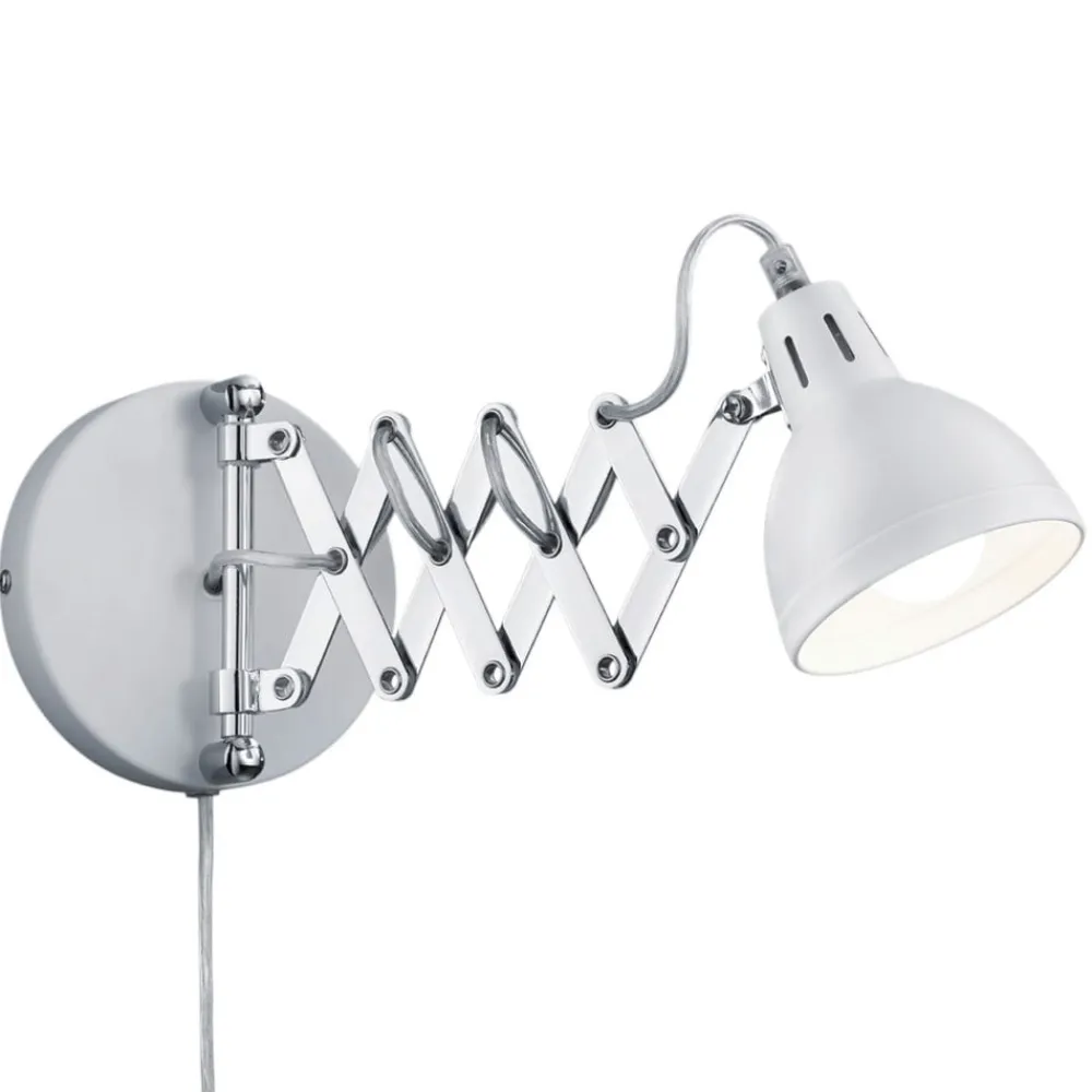 Reality Leuchten Sakse-væglampe, hvid, metal, stik, harmonika