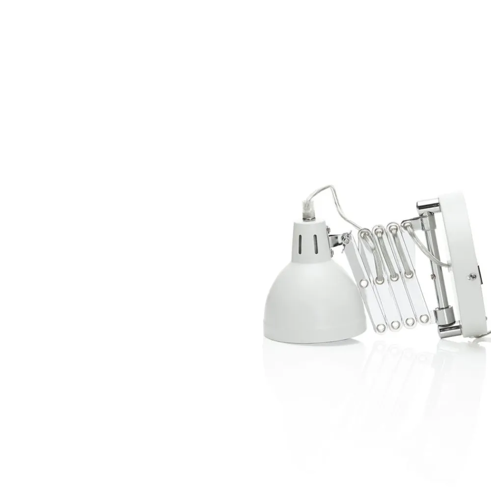 Reality Leuchten Sakse-væglampe, hvid, metal, stik, harmonika