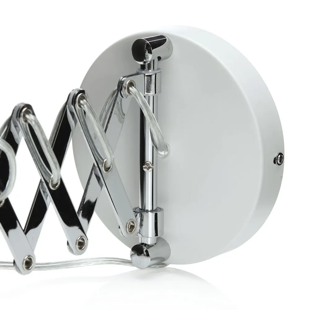 Reality Leuchten Sakse-væglampe, hvid, metal, stik, harmonika