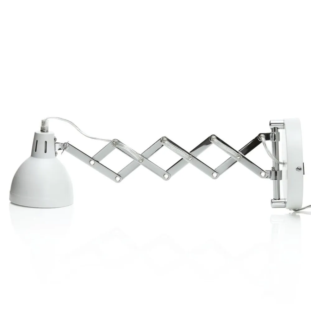 Reality Leuchten Sakse-væglampe, hvid, metal, stik, harmonika