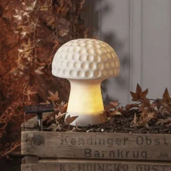 STAR TRADING Sandy LED-solcellelampe, 24 cm, hvid, plast, svampeform