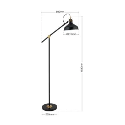 ORION Schiller gulvlampe, sort, metal, 153 cm, justerbar