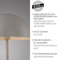 Gulvlampe Ali, Sandbrise, jern, E27^Schöner Wohnen New