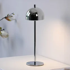 Schöner Wohnen LED-batteridrevet bordlampe Bellies, krom, IP54