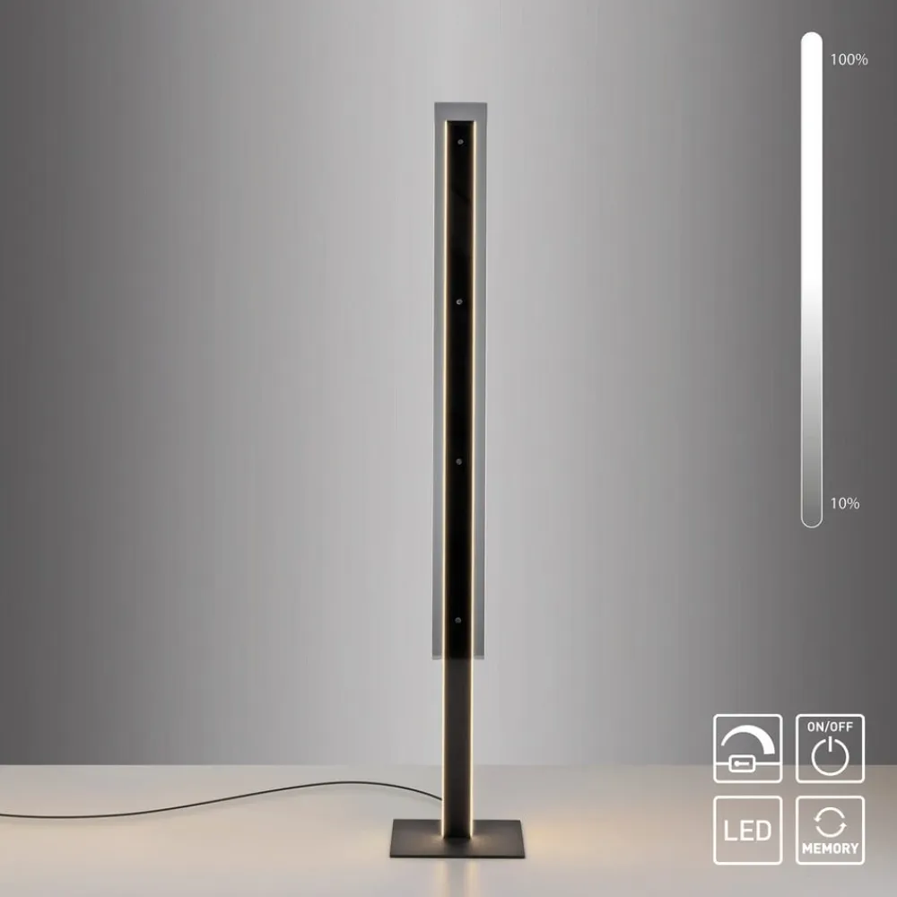 SCHÖNER WOHNEN LED-gulvlampe Lena, jern, sort, dæmper^Schöner Wohnen Sale