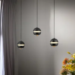 Schöner Wohnen LED-hængelampe Lini sort 3 lyskilder lang 3.000K