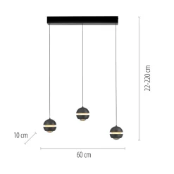 Schöner Wohnen LED-hængelampe Lini sort 3 lyskilder lang 3.000K