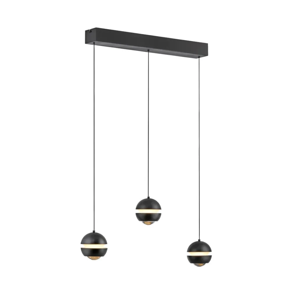 Schöner Wohnen LED-hængelampe Lini sort 3 lyskilder lang 3.000K
