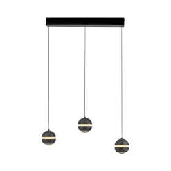 Schöner Wohnen LED-hængelampe Lini sort 3 lyskilder lang 3.000K