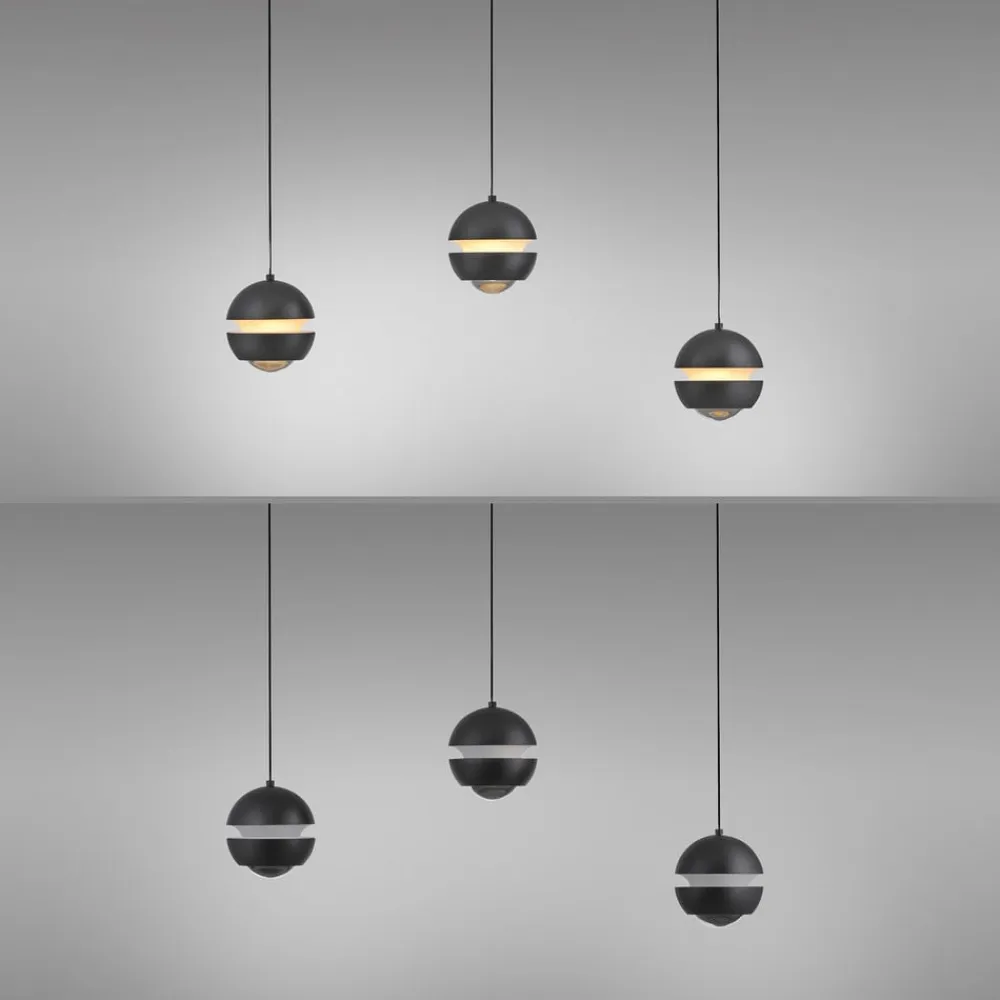 Schöner Wohnen LED-hængelampe Lini sort 3 lyskilder lang 3.000K