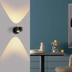 Schöner Wohnen SCHÖNER WOHNEN LED-væglampe Chia, sort, 3.000 K, op/ned