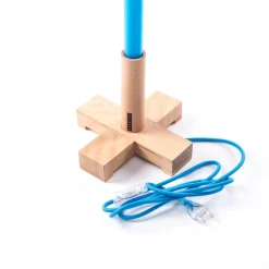 LED-lampe Linea, blå, trædetaljer, universal^SELETTI Hot