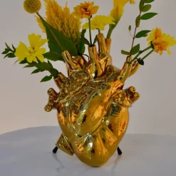 Love in Bloom-vase, guldfarvet, hjerteformet, porcelæn^SELETTI Sale