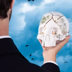 SELETTI Møbel Og Interiør>Skulptur Kintsugi Skull, hvid, porcelæn, guld