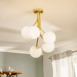 Euluna Loftlamper>Selva loftlampe, 5 lyskilder offset, guld