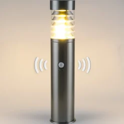 Heitronic Sensor-sokkellampe Saturn, stål, højde 50 cm