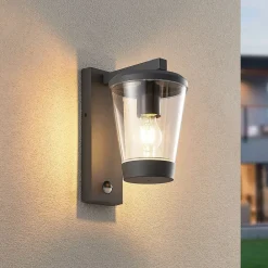 Sensor-udendørs væglampe CAVADO, antracit, højde 28 cm, IP44^Trio Lighting Outlet