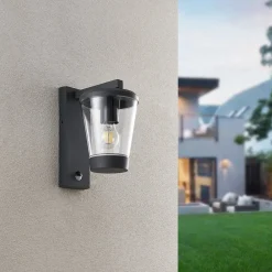 Sensor-udendørs væglampe CAVADO, antracit, højde 28 cm, IP44^Trio Lighting Outlet