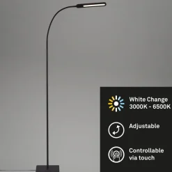 Briloner Servo LED-gulvlampe, kan dæmpes, CCT, sort
