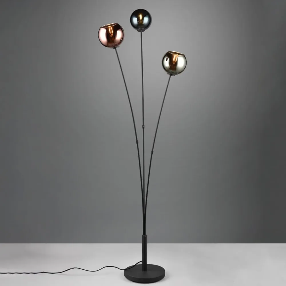 Reality Leuchten Sheldon gulvlampe med 3 glas-kugleskærme