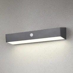 Reality Leuchten Silves solcellelampe til vægmontering, sort, sensor, IP44