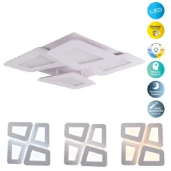 Simes loftlampe, hvid, metal, 48x48 cm, CCT, fjernbetjening^Näve Sale