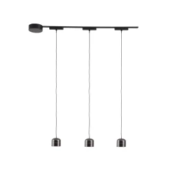 Lindby Skinne system 48V Lumaro, pendel, cylinder, 3 lyskilder, sort